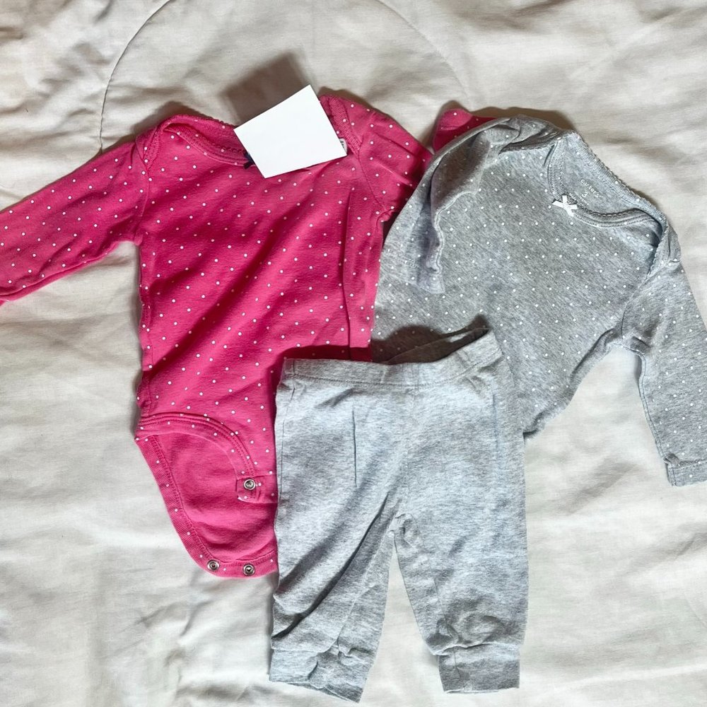 2 Onesies and 1 pair pants